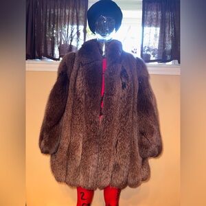 Luxurious Brown Real Fur Coat - Plush Mid Length Jacket